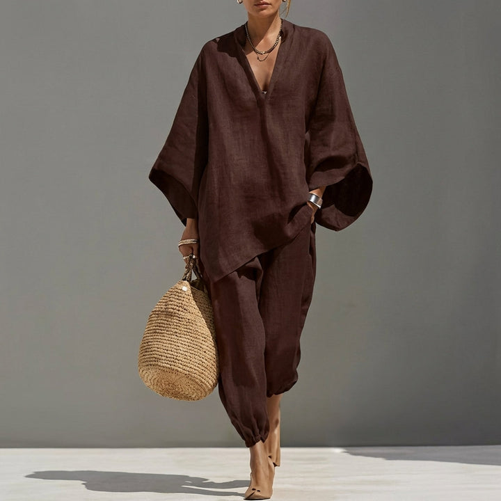 Marina | Ensemble Casual de Deux Pièces avec Col en V pour Femme
