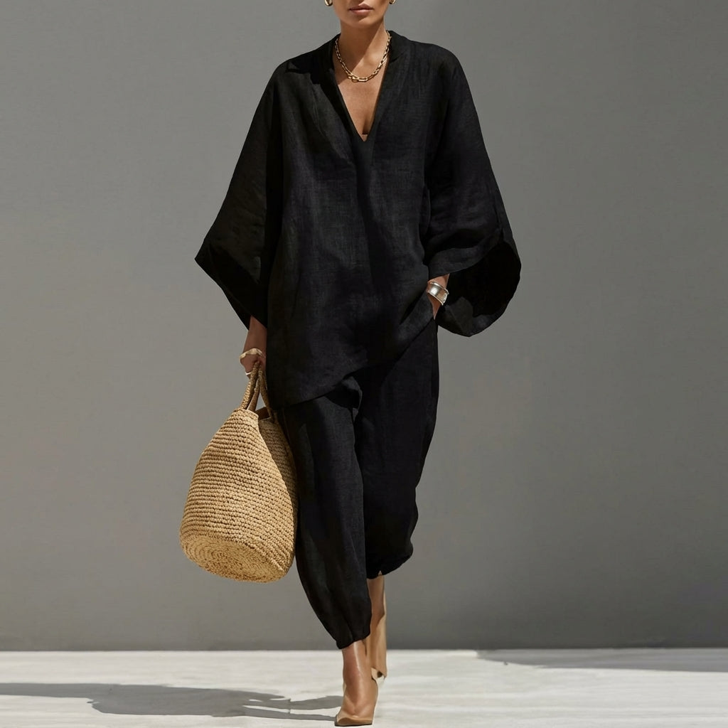 Marina | Ensemble Casual de Deux Pièces avec Col en V pour Femme