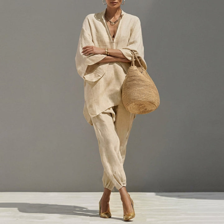 Marina | Ensemble Casual de Deux Pièces avec Col en V pour Femme