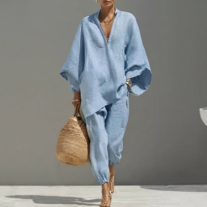 Marina | Ensemble Casual de Deux Pièces avec Col en V pour Femme