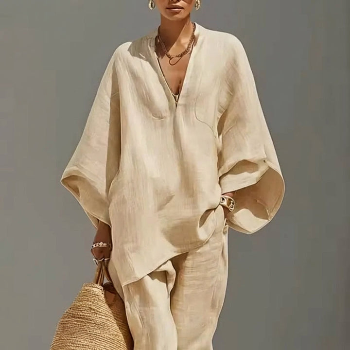 Marina | Ensemble Casual de Deux Pièces avec Col en V pour Femme