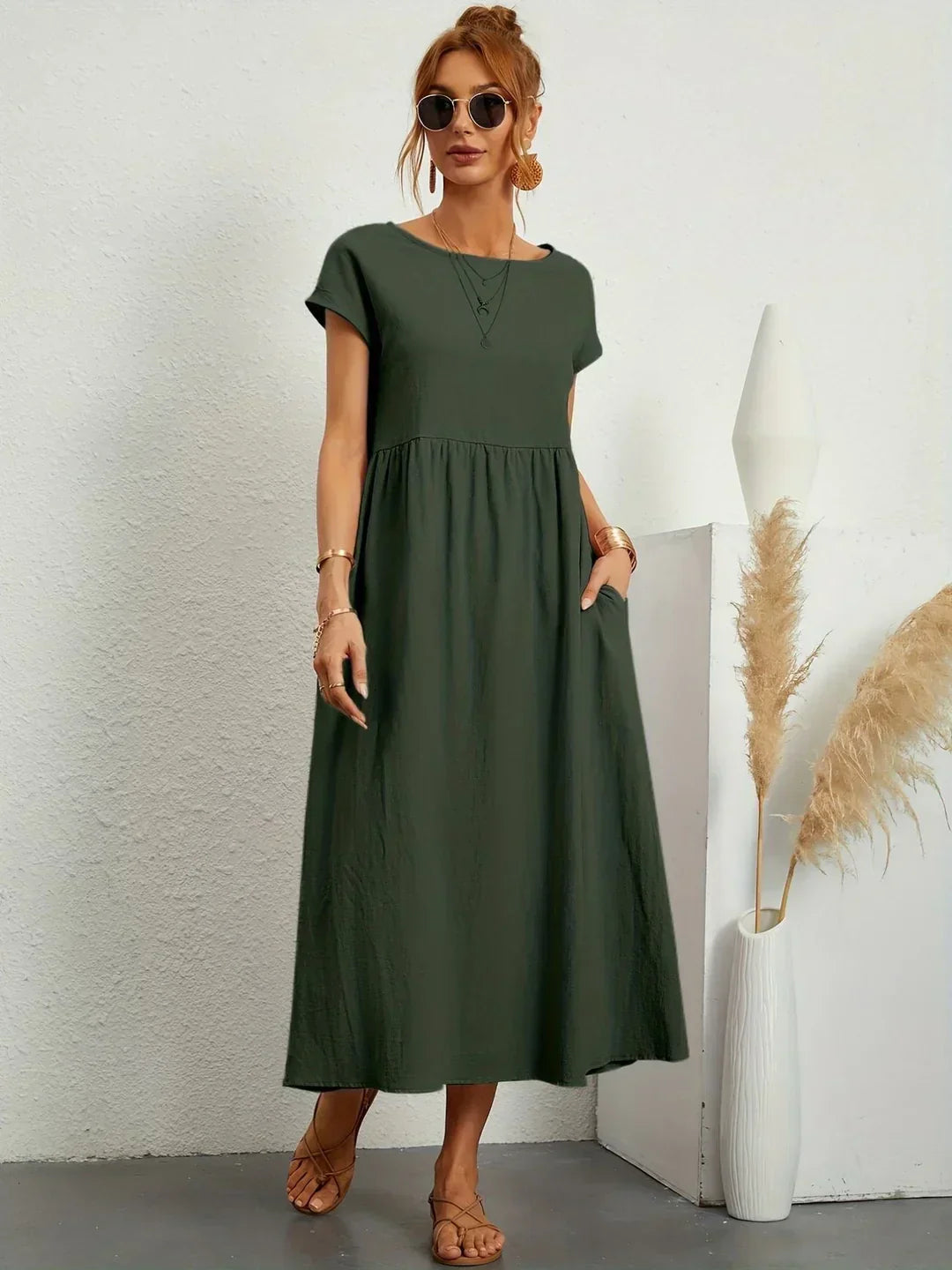 Robe midi fluide élégance intemporelle