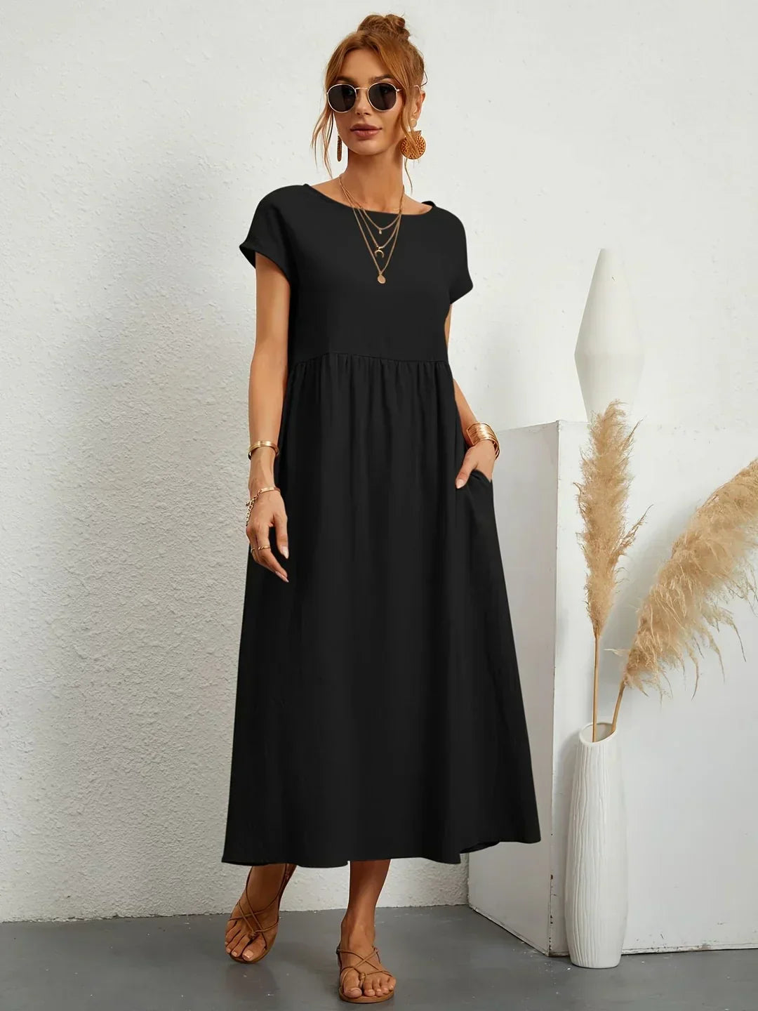 Robe midi fluide élégance intemporelle
