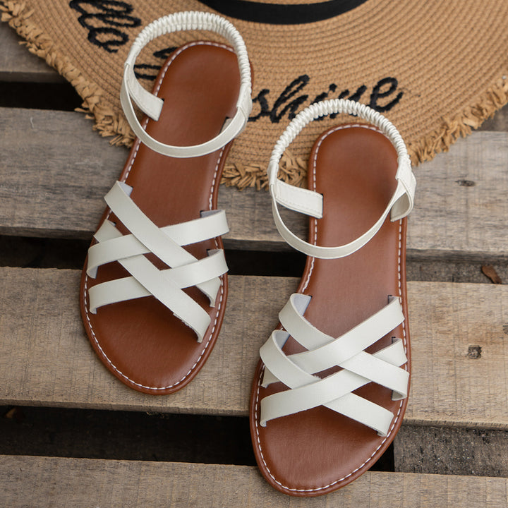 Sandales Plates à Lanières Croisées – Style Estival Confortable et Léger