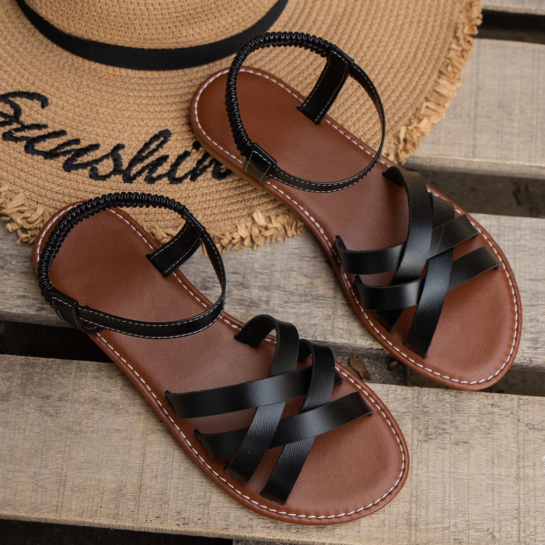 Sandales Plates à Lanières Croisées – Style Estival Confortable et Léger