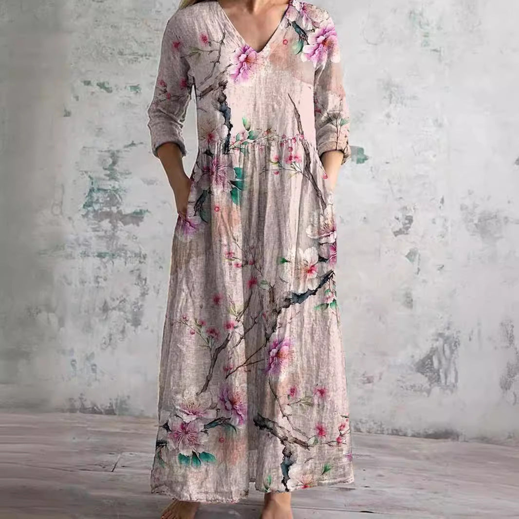 Dearyn | Robe d'été à col en V et motif floral