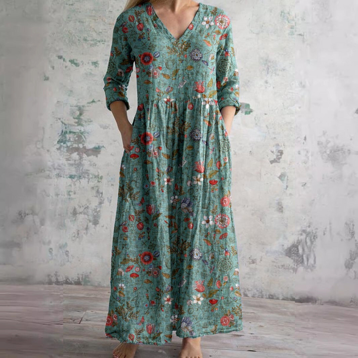 Dearyn | Robe d'été à col en V et motif floral