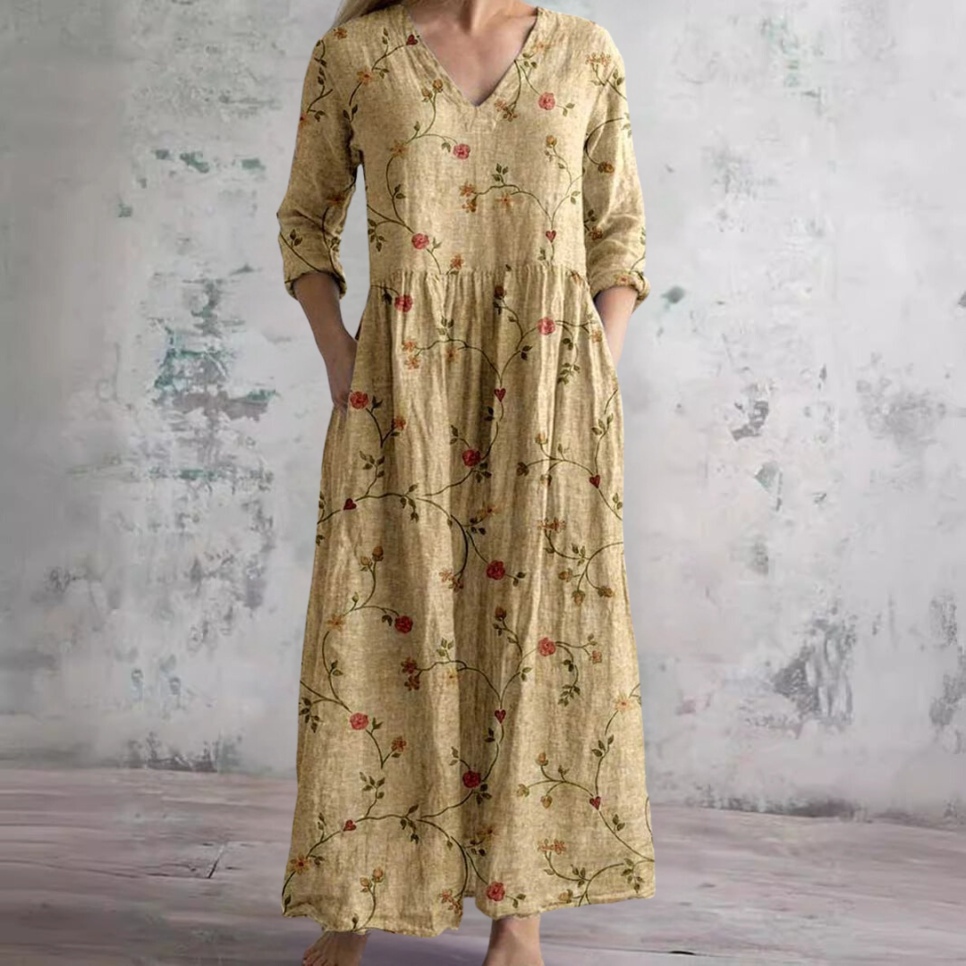 Dearyn | Robe d'été à col en V et motif floral