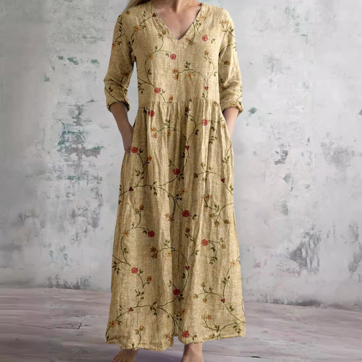 Dearyn | Robe d'été à col en V et motif floral
