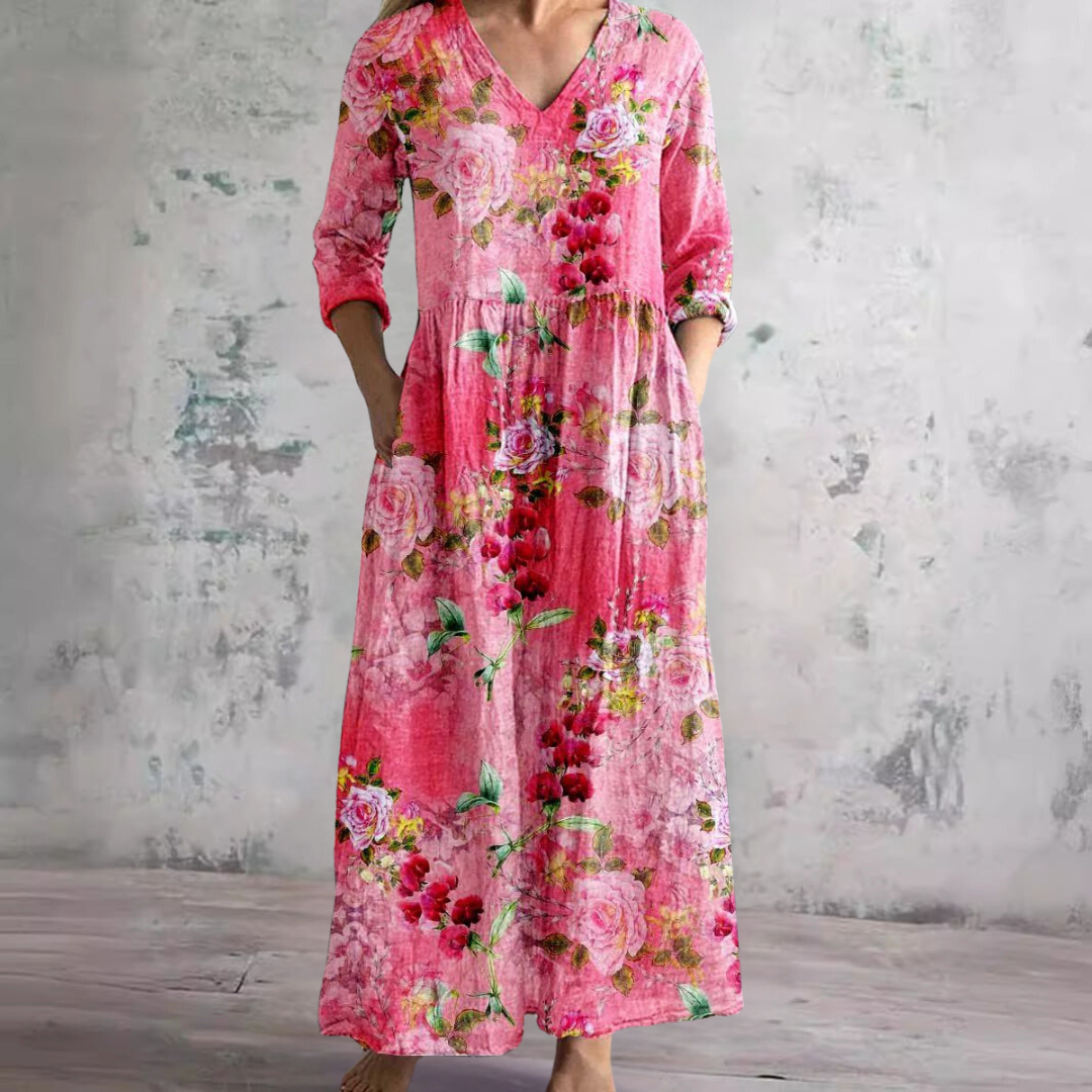 Dearyn | Robe d'été à col en V et motif floral