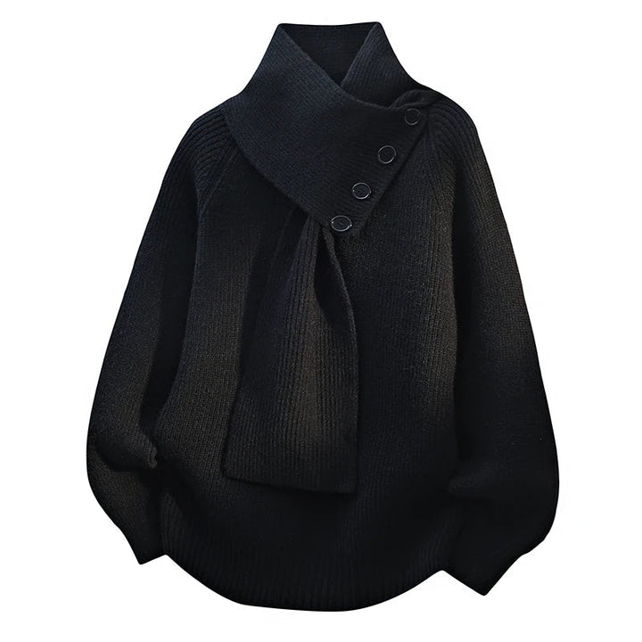 Pull élégant en maille à col écharpe