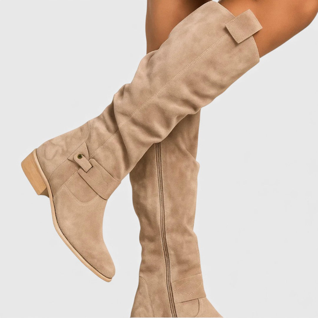 Bottes élégantes en cuir suédé 