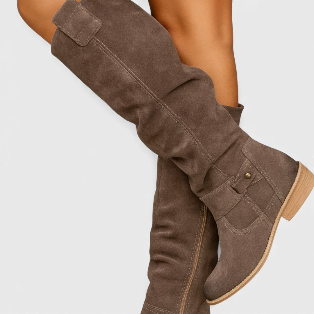 Bottes élégantes en cuir suédé 