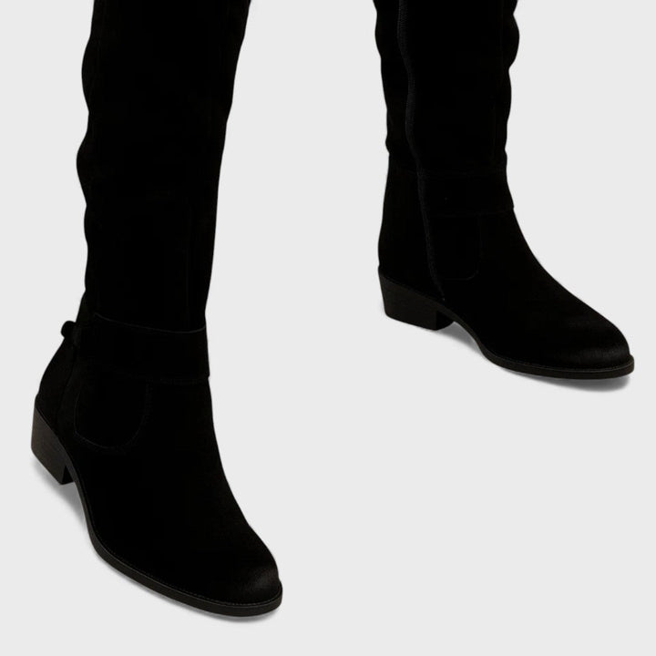 Bottes élégantes en cuir suédé 