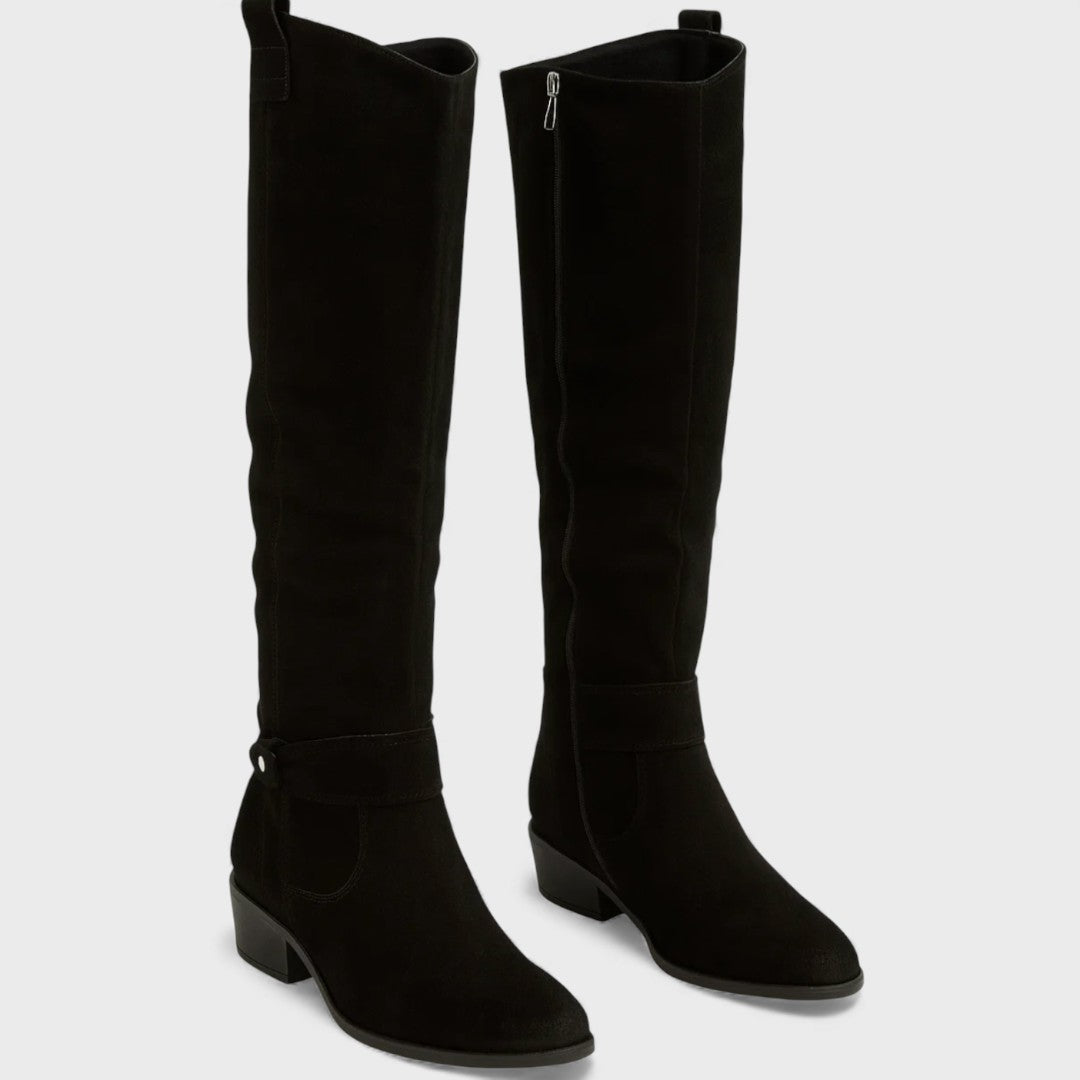 Bottes élégantes en cuir suédé 