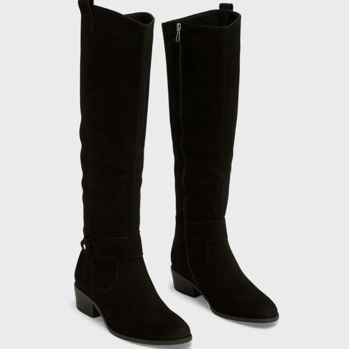 Bottes élégantes en cuir suédé 