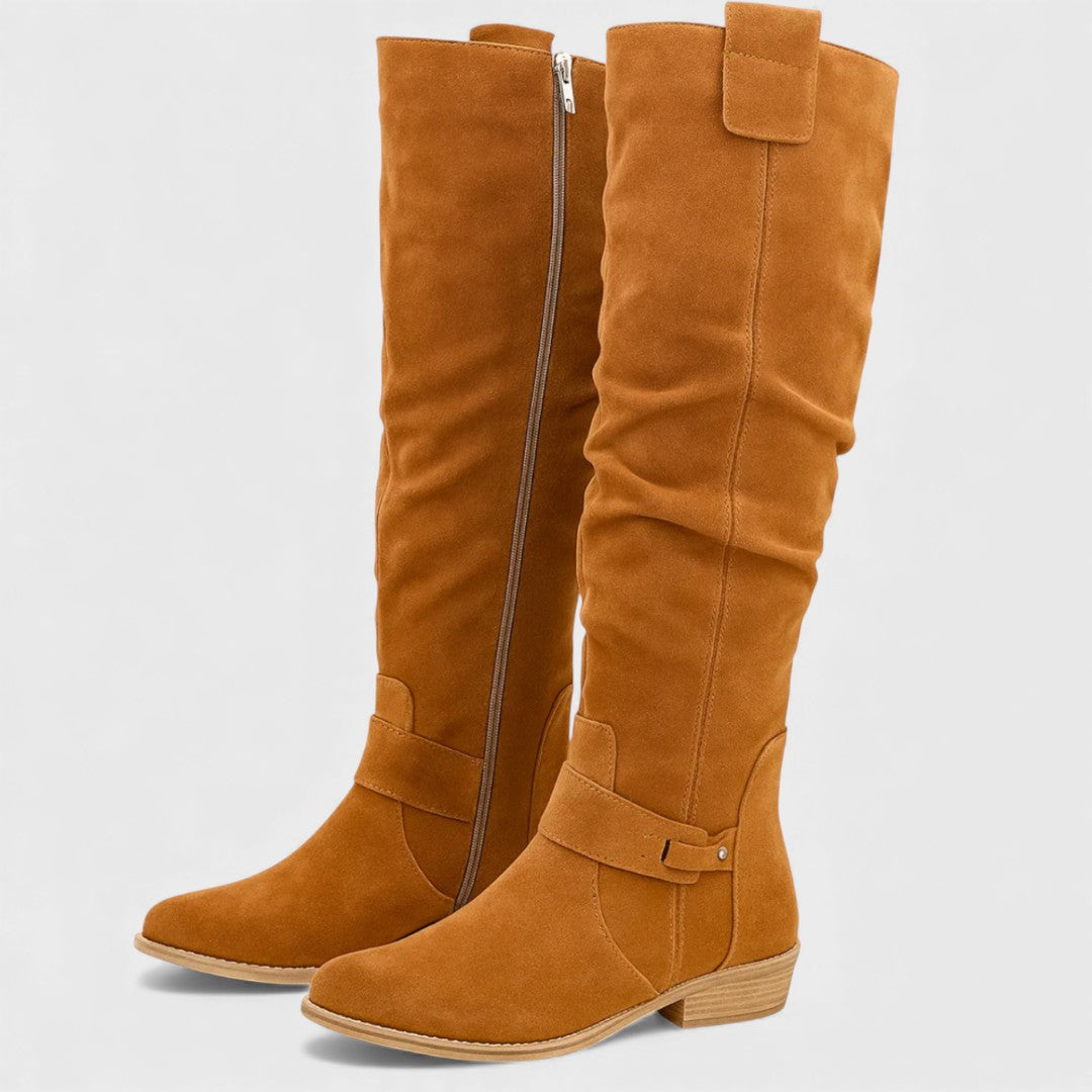 Bottes élégantes en cuir suédé 