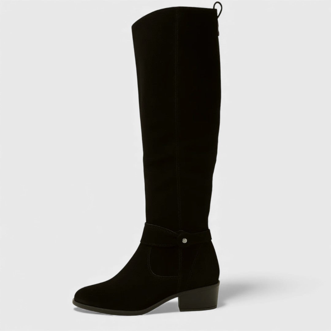 Bottes élégantes en cuir suédé 