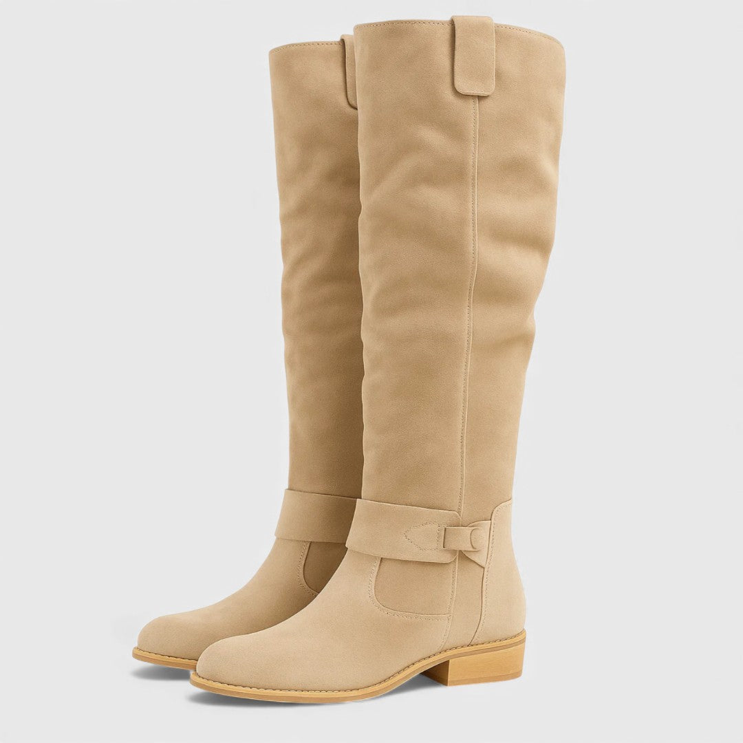 Bottes élégantes en cuir suédé 