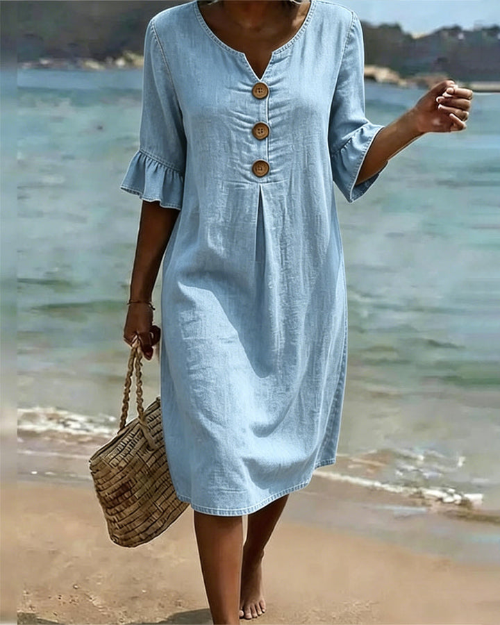 Robe Lotus à Manches en Jean