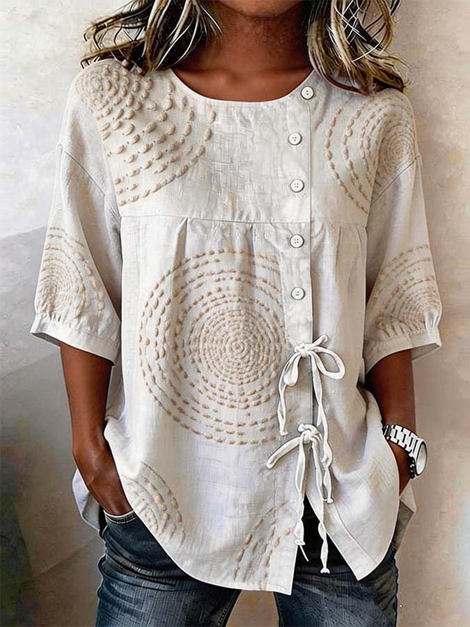 Macarena | Blouse décontractée avec broderies géométriques