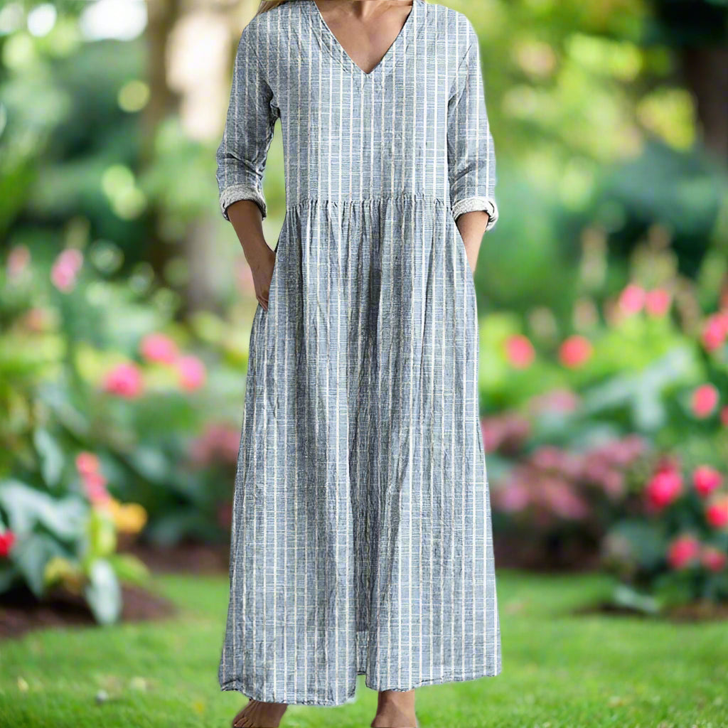 Dabria | Robe Rayée Classique Décontractée