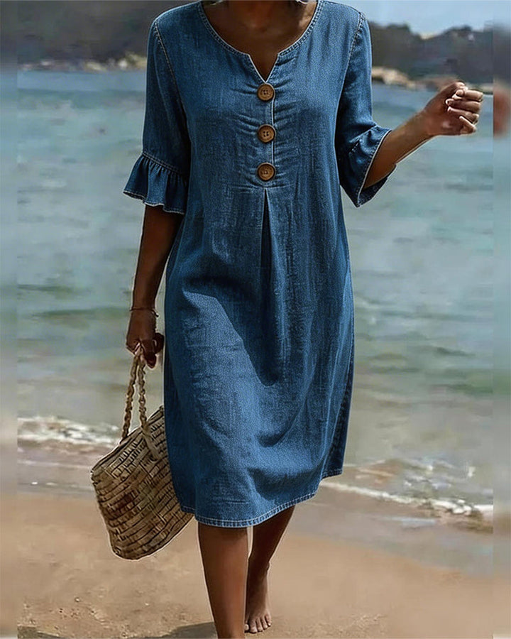 Robe Lotus à Manches en Jean