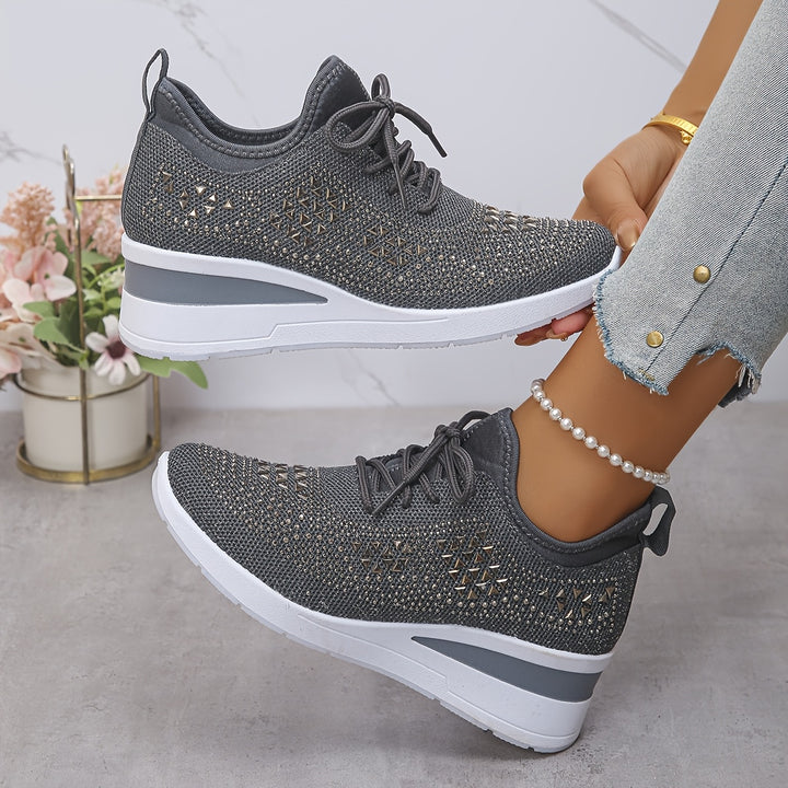 Baskets orthopédiques pour femmes, décontractées, à la mode, respirantes, ornées de cristaux