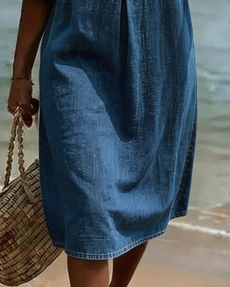 Robe Lotus à Manches en Jean