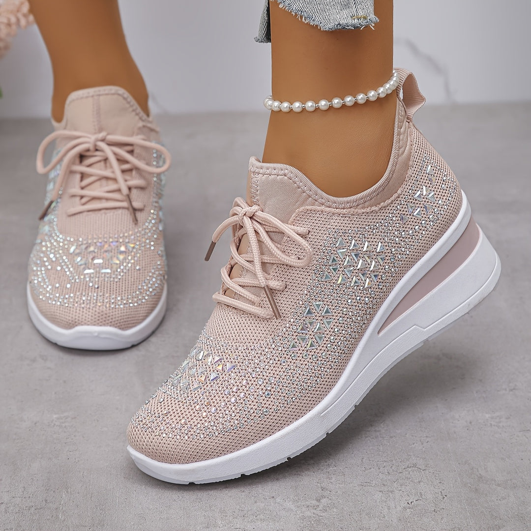 Baskets orthopédiques pour femmes, décontractées, à la mode, respirantes, ornées de cristaux