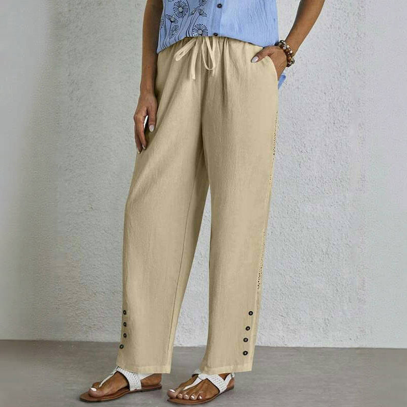 【Coton Et Lin】Pantalon Décontracté Confortable