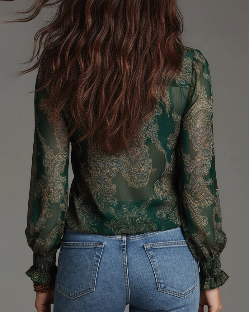 Blouse Alice-Zip Volant Rétro