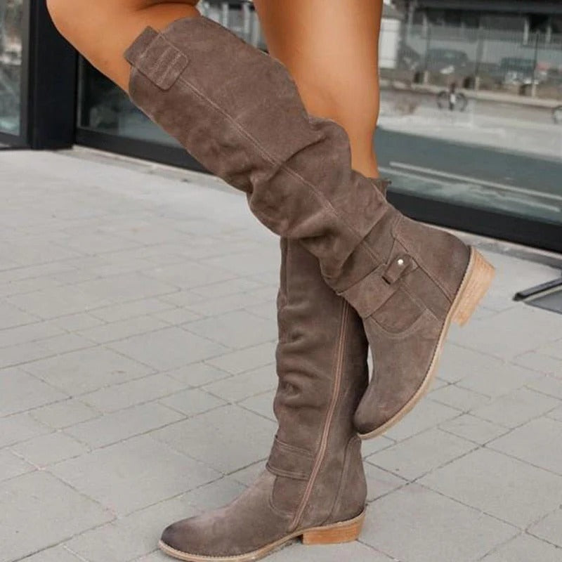 Bottes élégantes en cuir suédé 