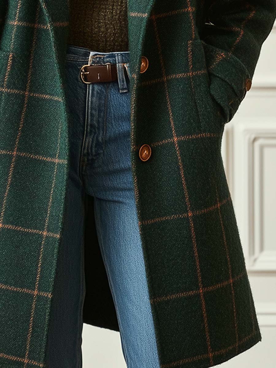Élise | Manteau en Laine à Carreaux Classique