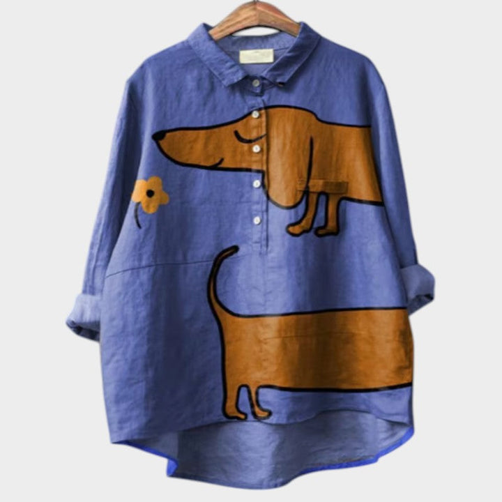 Mary | Blouse Femme Exclusive avec Imprimé de Chiens