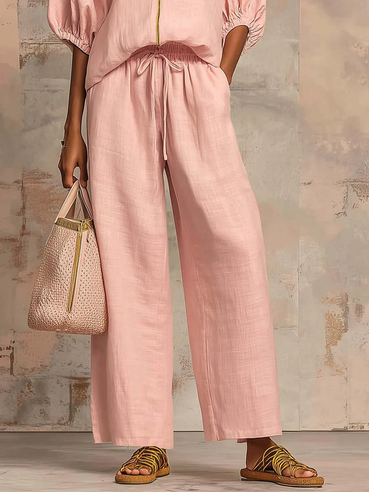 Alba | Ensemble de deux pièces : Chemise décontractée et pantalon à jambe large